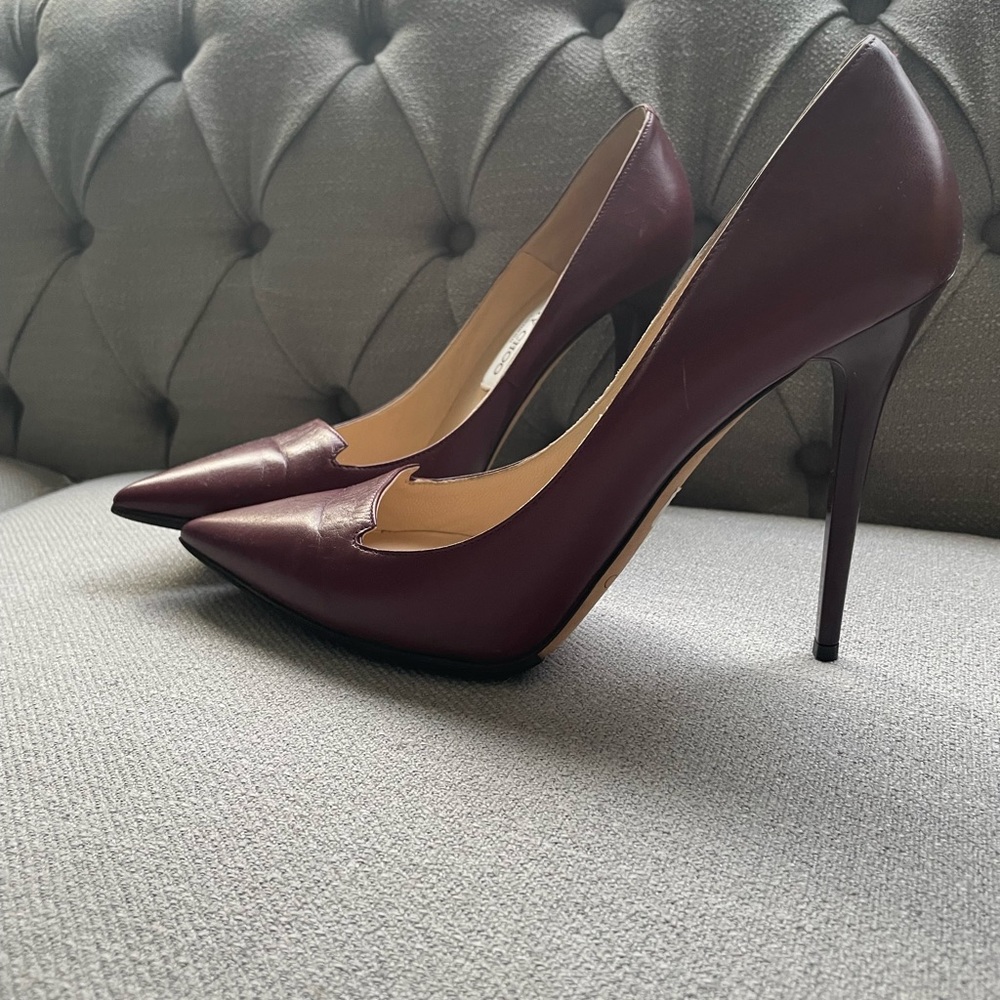 Jimmy Choo Size 38.5 Burgundy, Lightly used